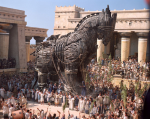 The Trojan Horse stands inside the city of Troy in Warner Bros. Pictures' epic action adventure "Troy," starring Brad Pitt, Eric Bana and Orlando Bloom. PHOTOGRAPHS TO BE USED SOLELY FOR ADVERTISING, PROMOTION, PUBLICITY OR REVIEWS OF THIS SPECIFIC MOTION PICTURE AND TO REMAIN THE PROPERTY OF THE STUDIO. NOT FOR SALE OR REDISTRIBUTION.